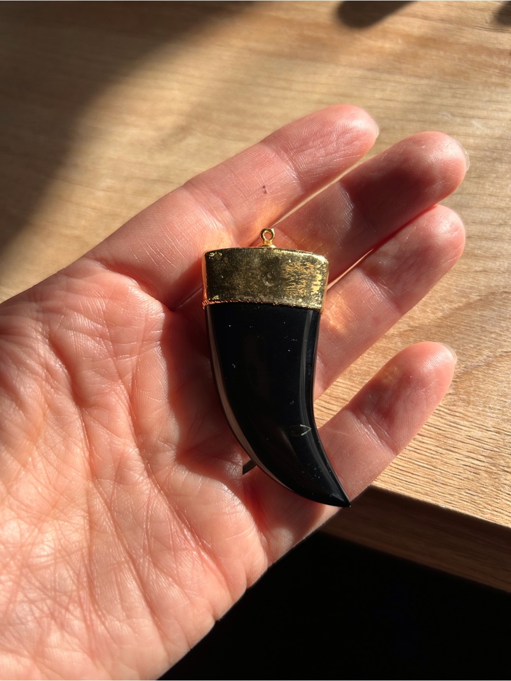 Gold & Black Horn Pendant Necklace - Women Jewelry